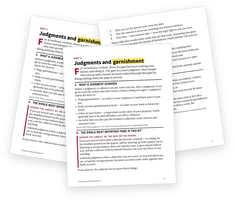 A sample page from Judgments and Garnishment