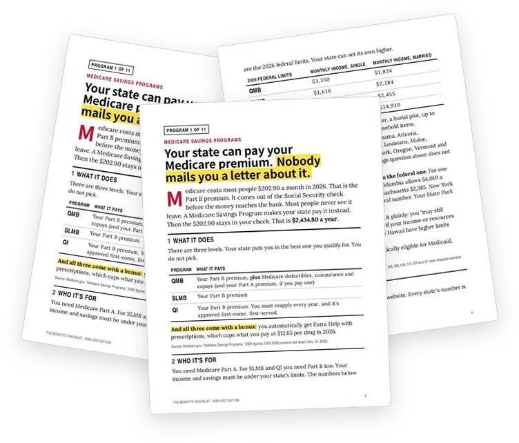 A sample page from Medicare Savings Programs