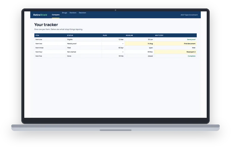 A sample page from Printable Application Tracker