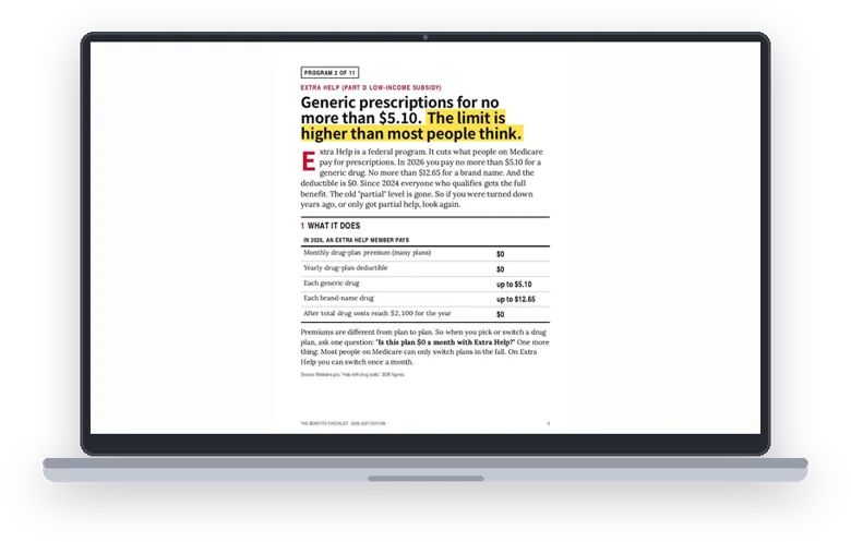 A sample page from Extra Help, LIS and State Drug Programs
