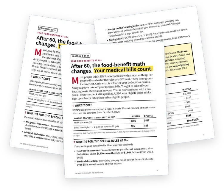 A sample page from SNAP, Heating Help and Free Weatherization