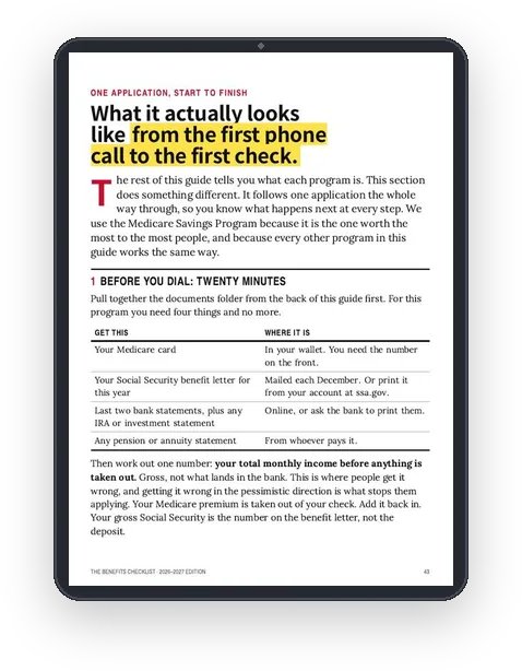 A sample page from One Application, Start to Finish