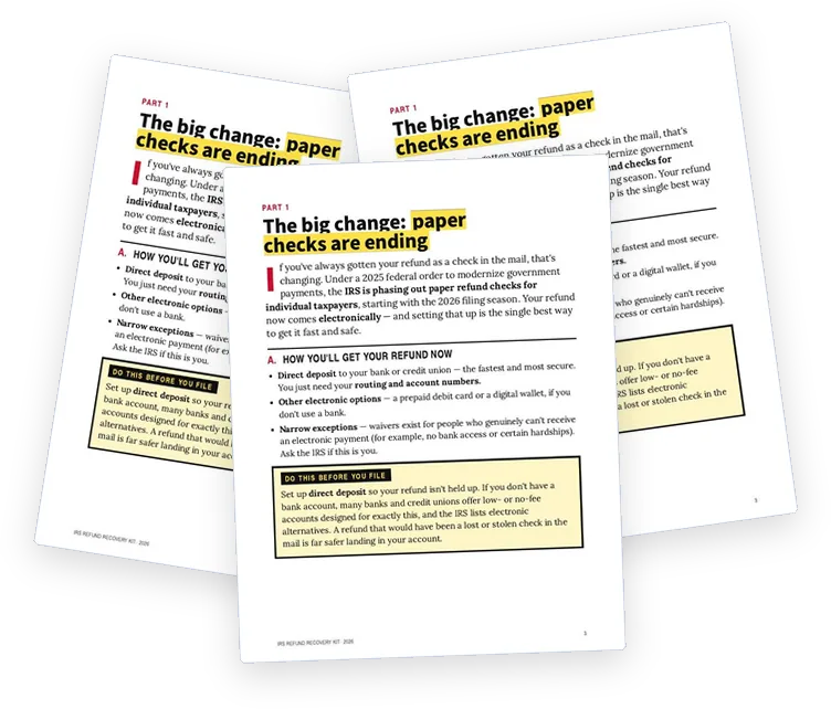 A sample page from The Big Change: Paper Checks Are Ending