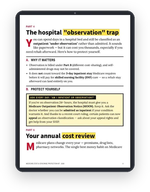 A sample page from The Hospital “Observation” Trap