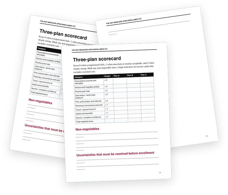 A sample page from The Plan-Comparison Worksheets