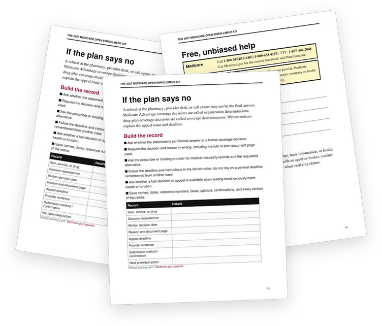 A sample page from Appeals, Free Help and Official Sources