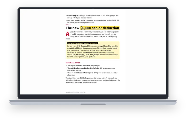 A sample page from The New $6,000 Senior Deduction