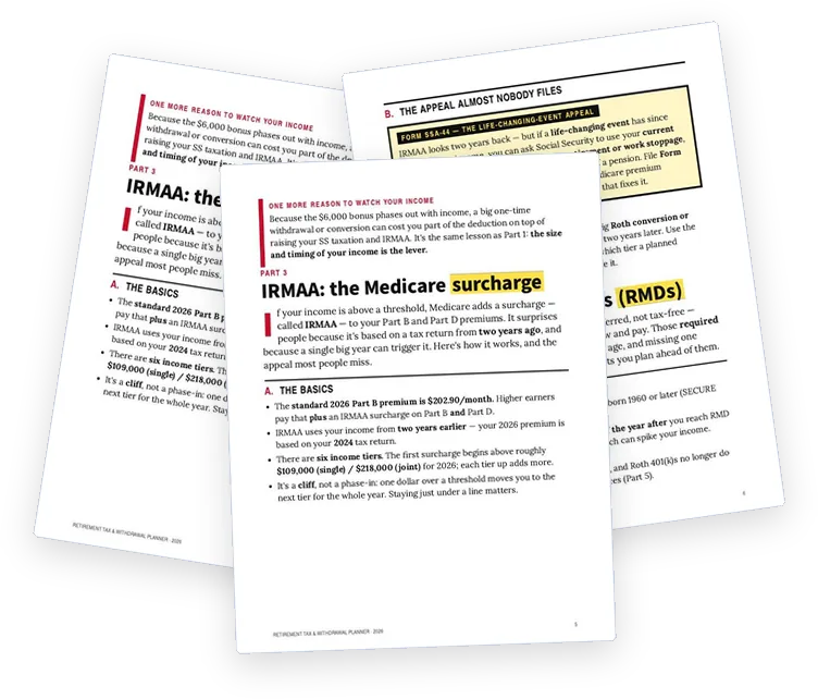 A sample page from IRMAA: The Medicare Surcharge