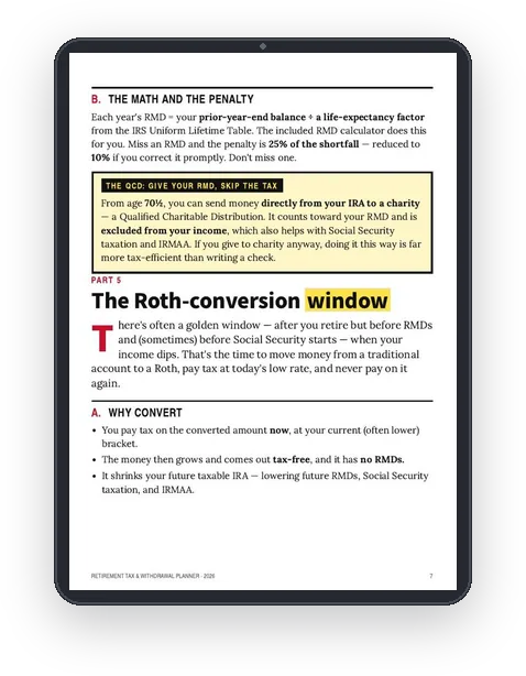 A sample page from RMDs and the Roth-Conversion Window
