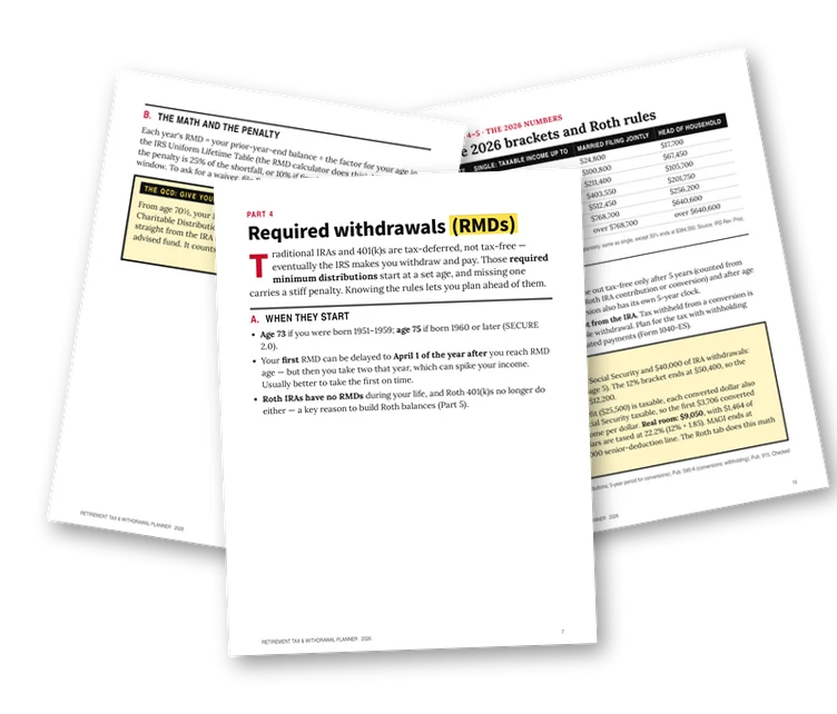 A sample page from Required Withdrawals (RMDs)