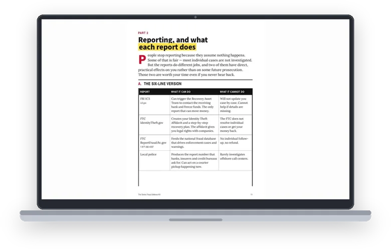 A sample page from Reporting, and What Each Report Does