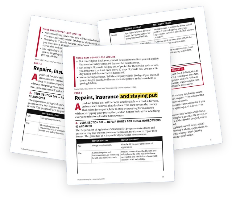 A sample page from Repairs, Insurance and Staying Put