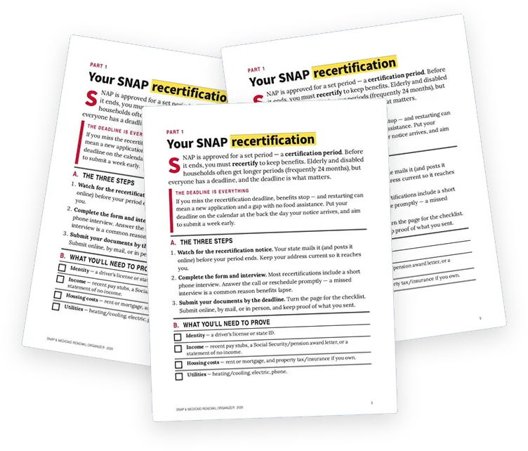 A sample page from Your SNAP Recertification