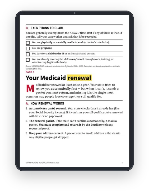 A sample page from Your Medicaid Renewal