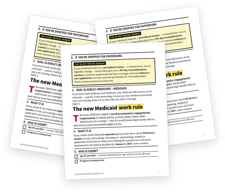 A sample page from The New Medicaid Work Rule, and the 90-Day Rescue