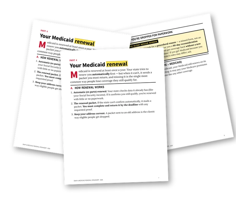A sample page from Your Medicaid Renewal and the 90-Day Rescue