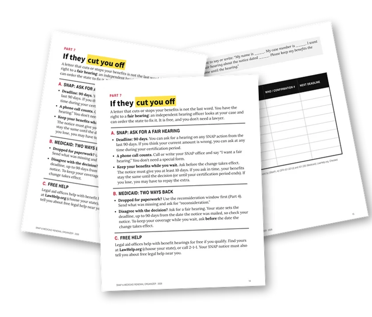 A sample page from If They Cut You Off: Hearings and Appeals