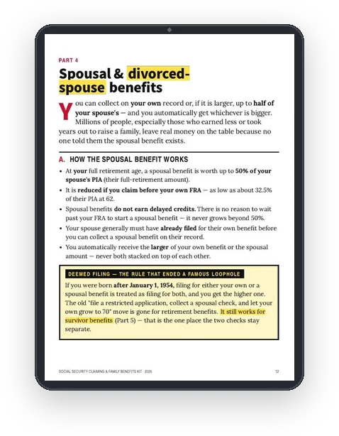 A sample page from Spousal and Divorced-Spouse Benefits