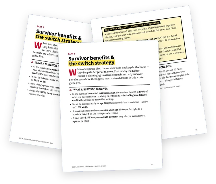 A sample page from Survivor Benefits and the Switch