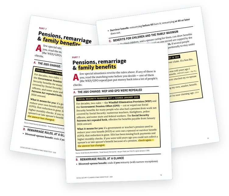 A sample page from Pensions, Remarriage and Family Benefits