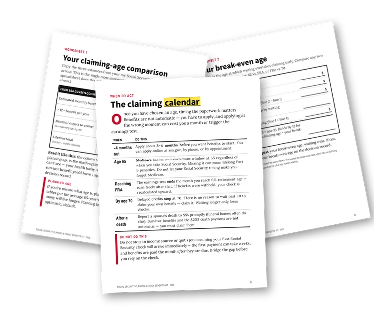 A sample page from The Claiming Calendar and Worksheets