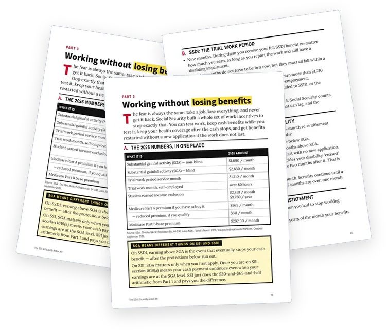 A sample page from Working Without Losing Benefits