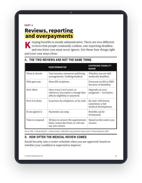 A sample page from Reviews, Reporting and Overpayments