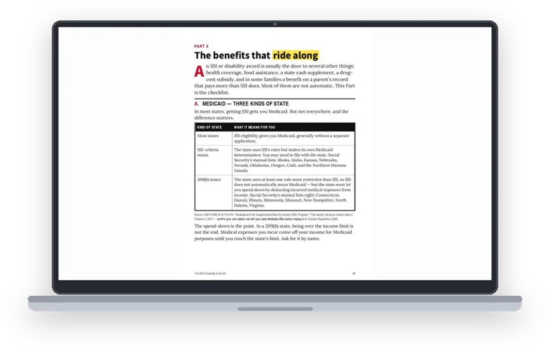 A sample page from The Benefits That Ride Along