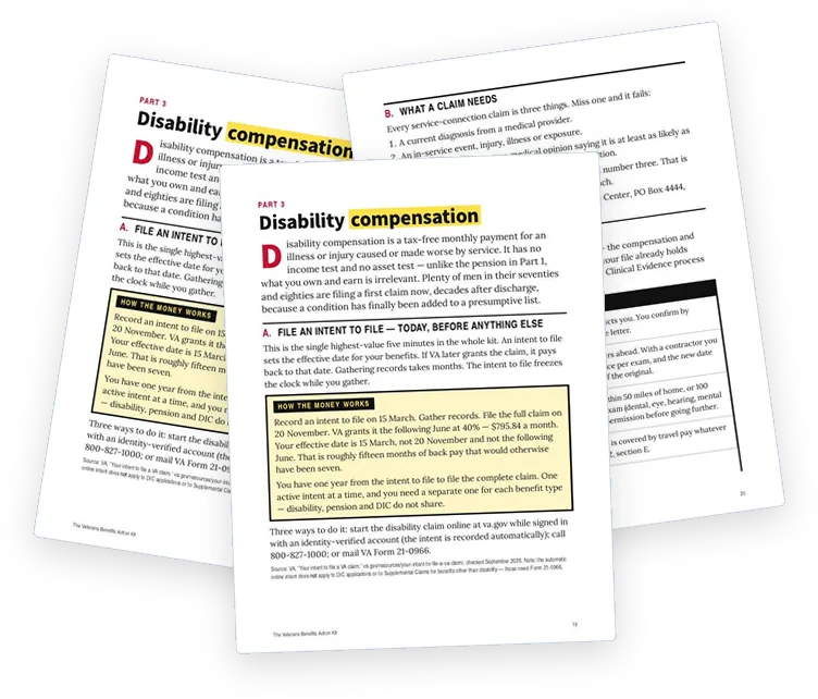 A sample page from Disability Compensation